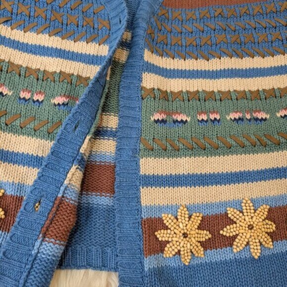 Cambridge Dry Goods Company Linen Blend Knit and Bead Cardigan Size Small - Picture 3 of 11